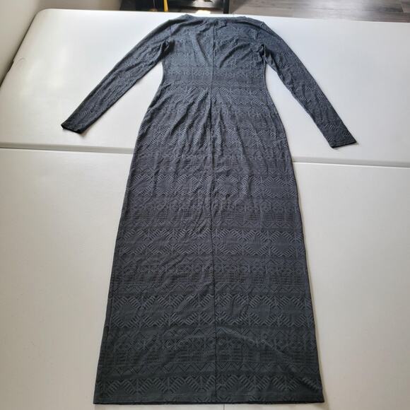 Peruvian Connection Dress Womens XS Gray Long Sleeve Maxi Geometric Pima Cotton - Picture 4 of 11